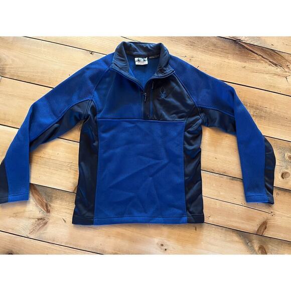 Spyder Men's 1/4 Zip Pullover Jacket. Navy/Black. Spyder Logo. Size Medium - Picture 1 of 8